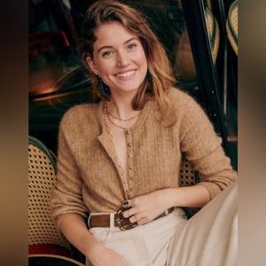 SEZANE Camille Cardigan in Light Camel (XS/US 2/EU 34)